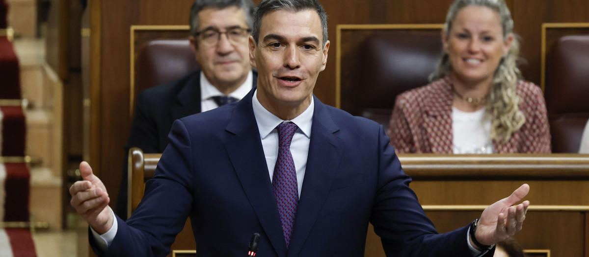 Pedro Sánchez, este miércoles durante la sesión de control al Gobierno en el Congreso