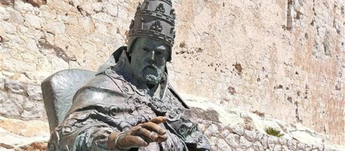 Imagen del Papa Luna en el castillo de la localidad castellonense de Peñíscola