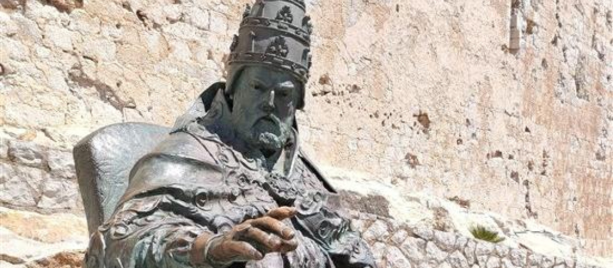 Imagen del Papa Luna en el castillo de la localidad castellonense de Peñíscola