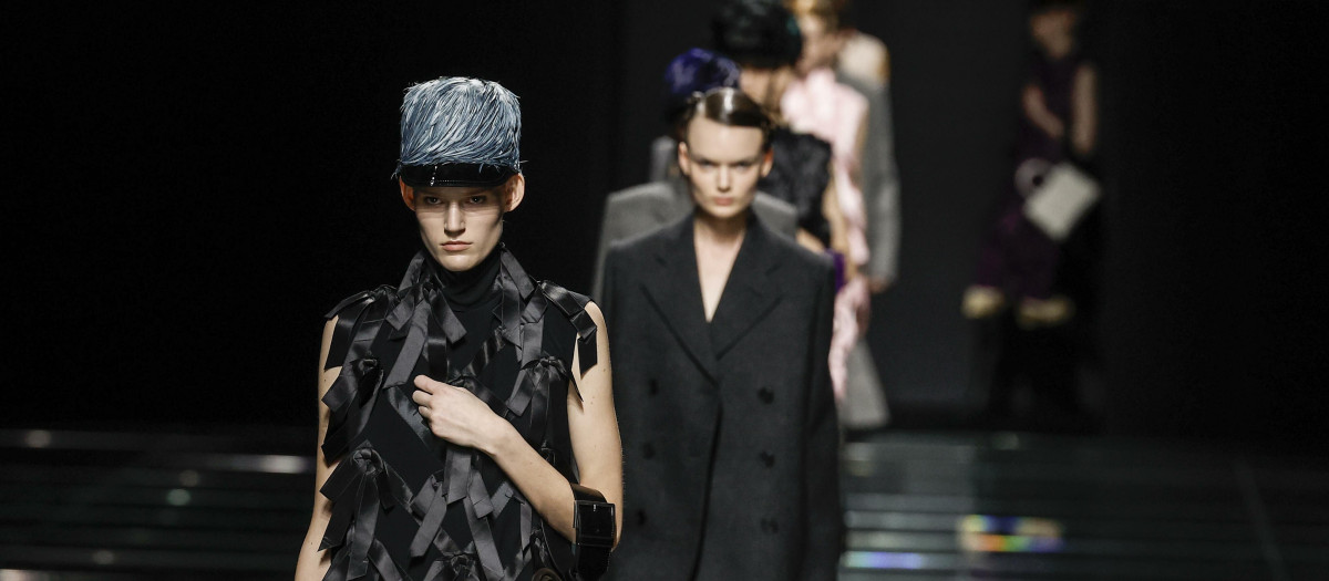 Model wears Prada collection during, Milan Fashion Week, Italy - 22 Feb 2024