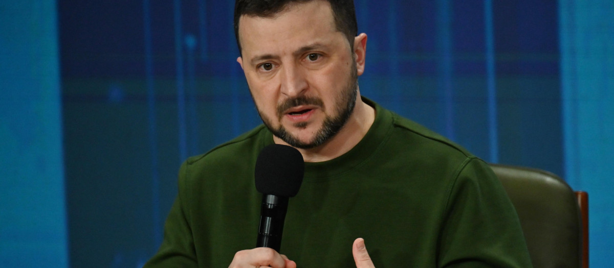 Volodimir Zelenski, presidente de Ucrania durante una rueda de prensa