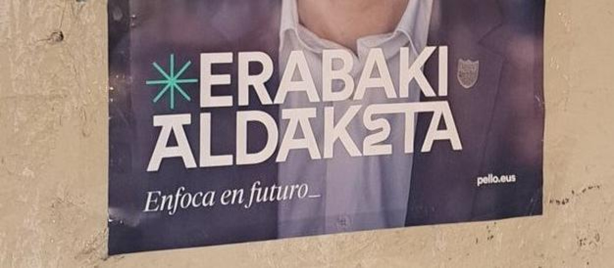 Cartel electoral del candidato de Bildu,Pello Otxandiano
