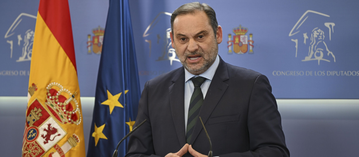 José Luis Ábalos, durante su comparecencia en el Congreso