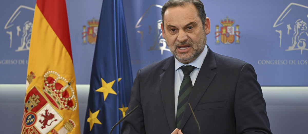 José Luis Ábalos, durante su comparecencia en el Congreso
