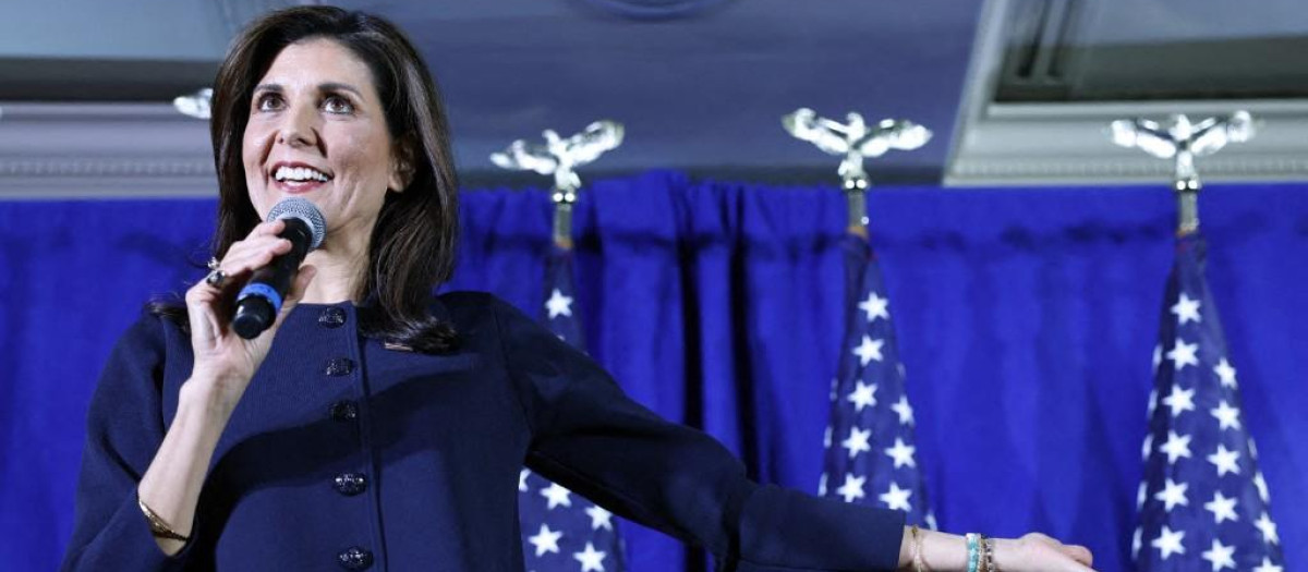 Nikki Haley, durante un acto de campaña en Washington