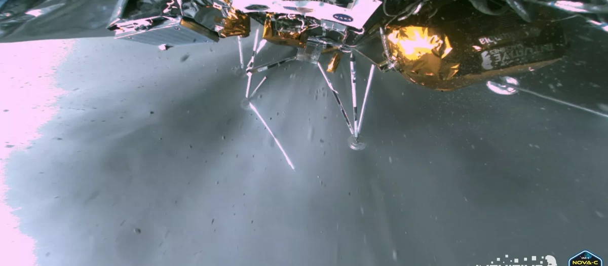 Odysseus, momentos antes de aterrizar sobre la Luna