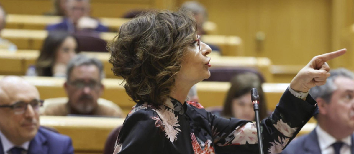 La vicepresidenta primera del Gobierno, María Jesús Montero, en el Senado