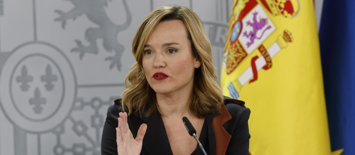 La ministra portavoz, Pilar Alegría, este martes en la Moncloa