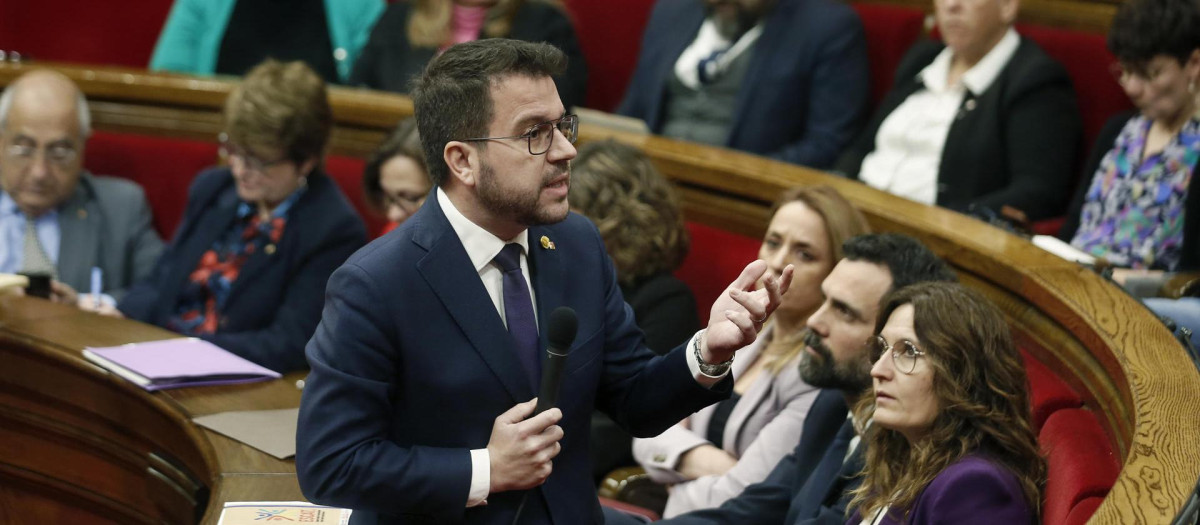 Pere Aragonès, en el pleno del Parlament