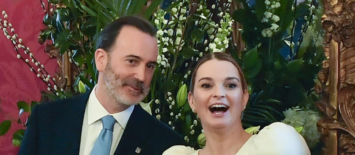 El presidente del Parlament, Gabriel Le Senne y la presidenta del Govern Marga Prohens, durante un acto institucional