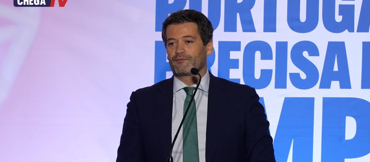 El líder de Chega, André Ventura, durante un mitin días antes de las elecciones