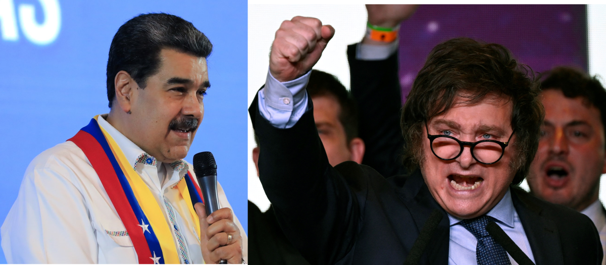 Nicolás Maduro y el presidente argentino Javier Milei