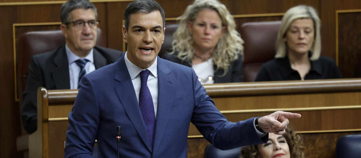 El presidente del Gobierno, Pedro Sánchez, durante la sesión de control al Gobierno el pasado miércoles en el Congreso