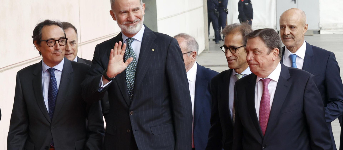 El Rey, a su llegada a la inauguración de la feria internacional Alimentaria & Hostelco que se celebra en Barcelona