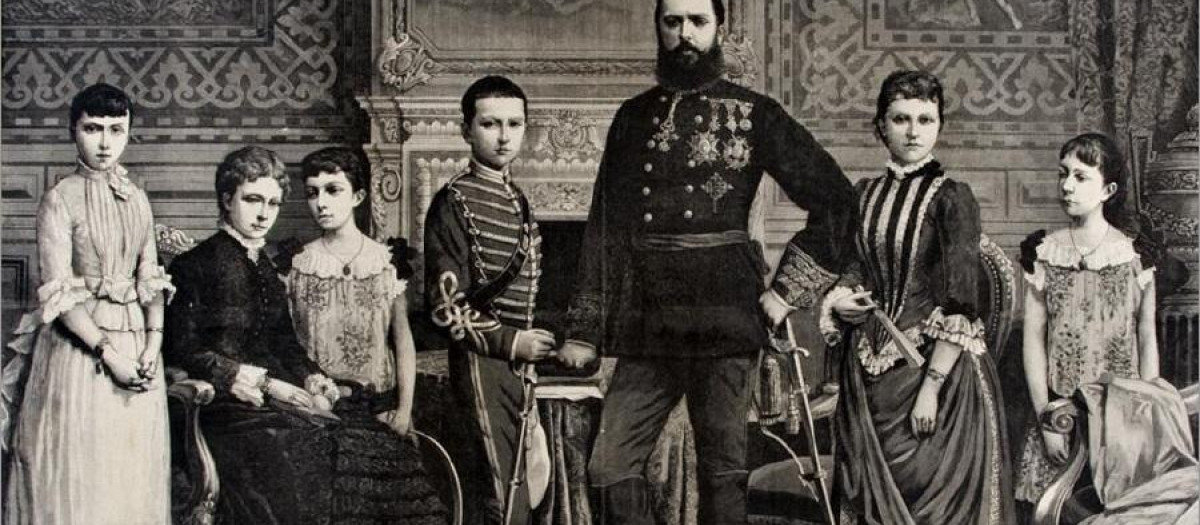 Don Carlos de Borbón y familia (1886)