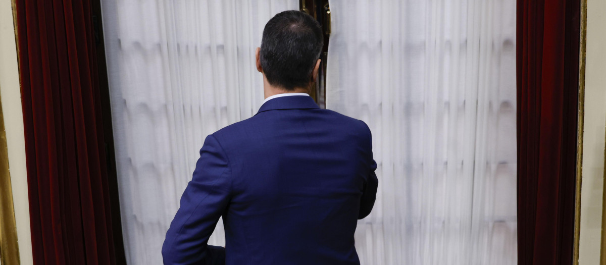 Pedro Sánchez este miércoles, accediendo al hemiciclo del Congreso