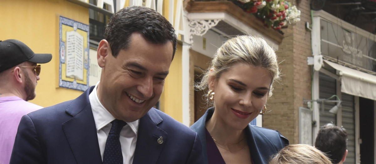 Amaia Salamanca, Rosauro Varo, Juan Manuel Moreno Bonilla and Manuela Villena Lopez in Sevilla. 24 March 2024