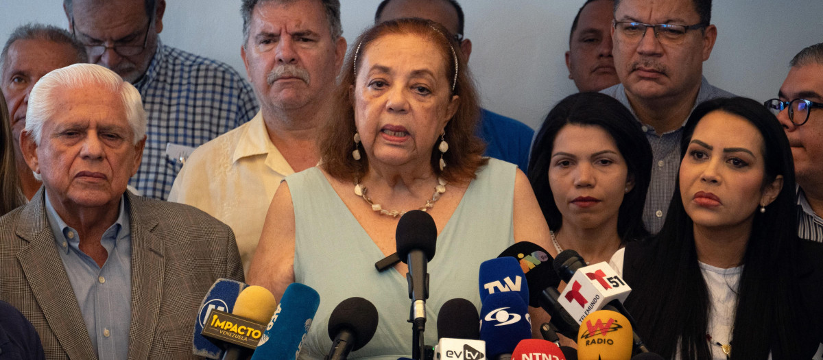 La candidata presidencial de Venezuela por la Plataforma Unitaria Democrática (PUD), Corina Yoris,