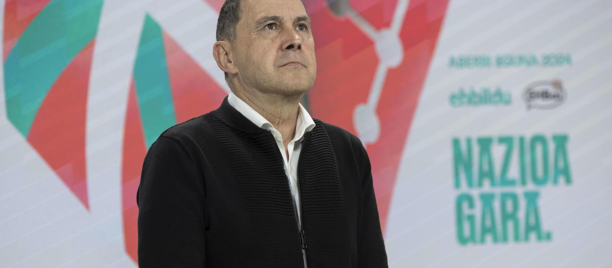 Arnaldo Otegi en la presentación del Aberri Eguna, el día de la 'patria vasca' que se celebra este domingo