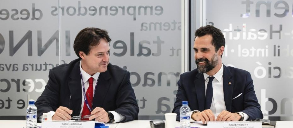 El  presidente de Eurecat, Daniel Altimiras, junto al vicepresidente del patronato, el ex presidente del Parlamento, Roger Torrent.