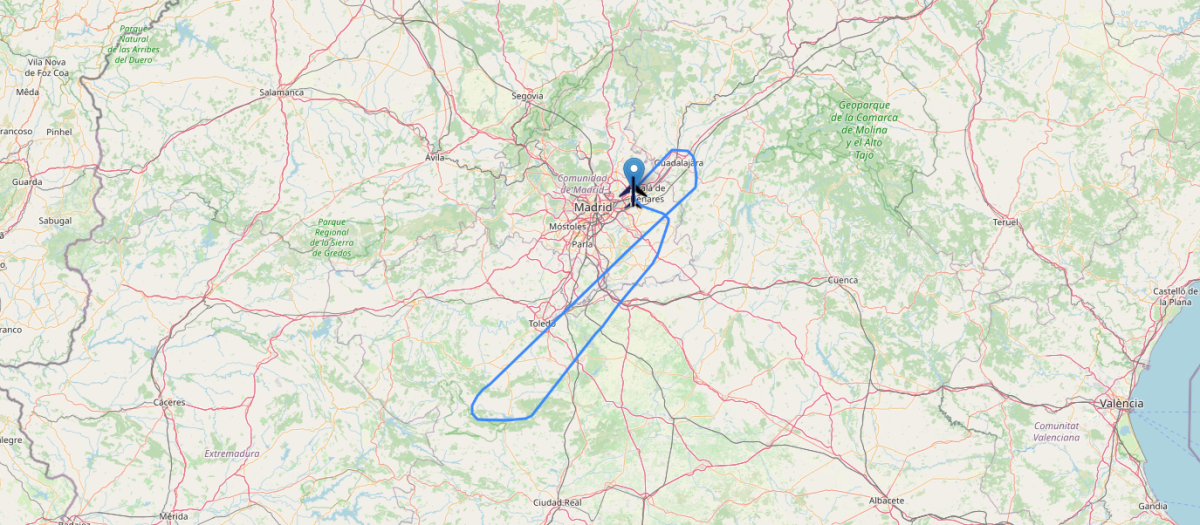 Recorrido del avión oficial en el que viajaba Sánchez y ha tenido que regresar a Torrejón de Ardoz