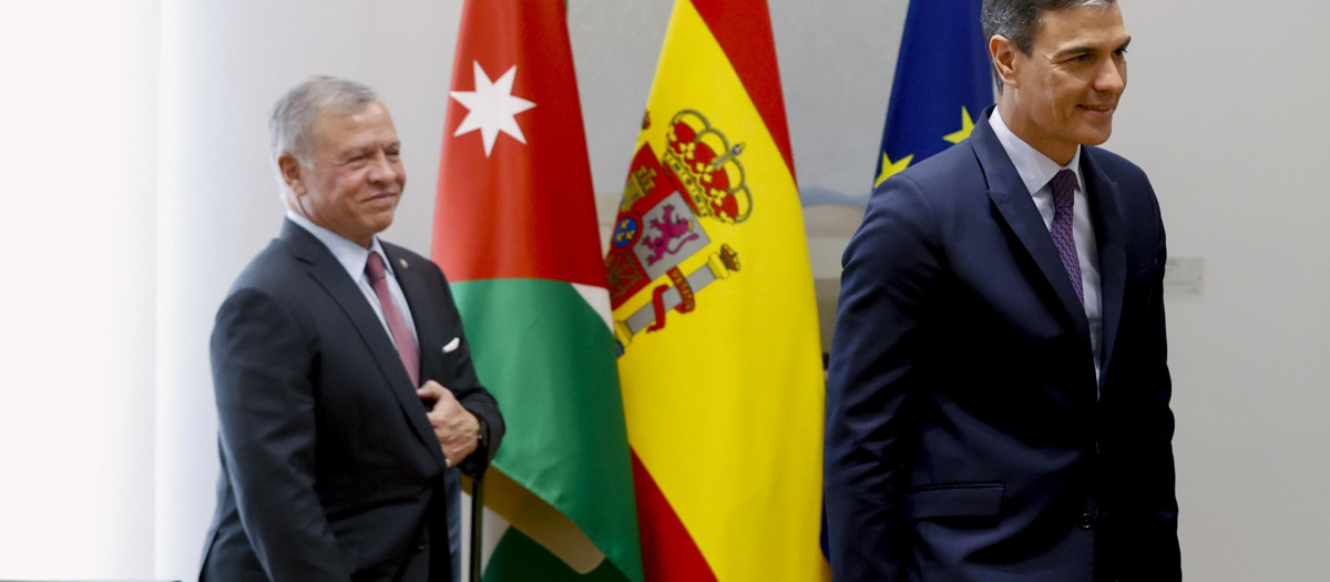 Pedro Sánchez y el rey de Jordania, Abdalá II bin Al Hussein, en Moncloa