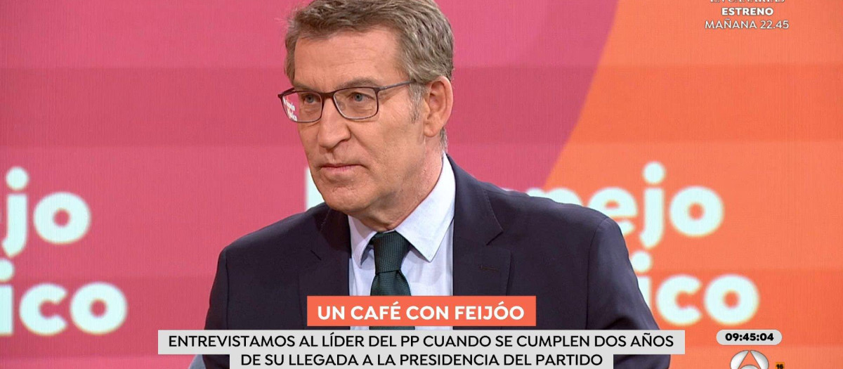 El presidente del PP, Alberto Núñez Feijóo, en Atresmedia