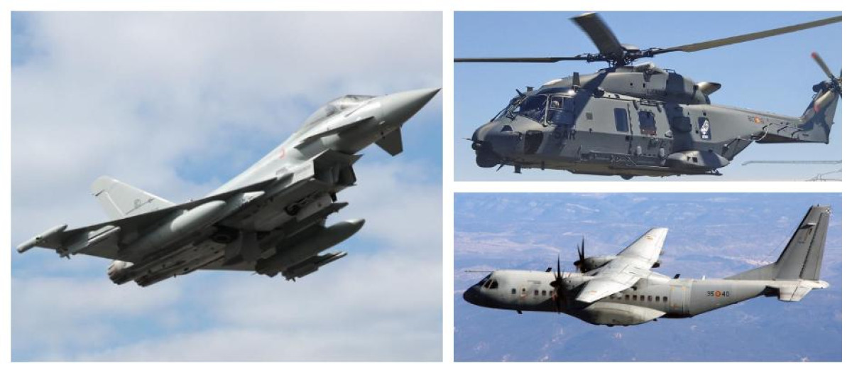 Eurofighter, helicóptero NH-90 y avión de patrulla marítima C-295