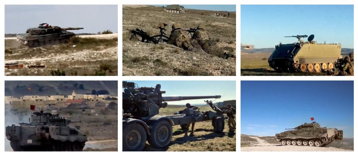 varias imágenes del despliegue de 400 militares en el Campo de Maniobras de San Gregorio