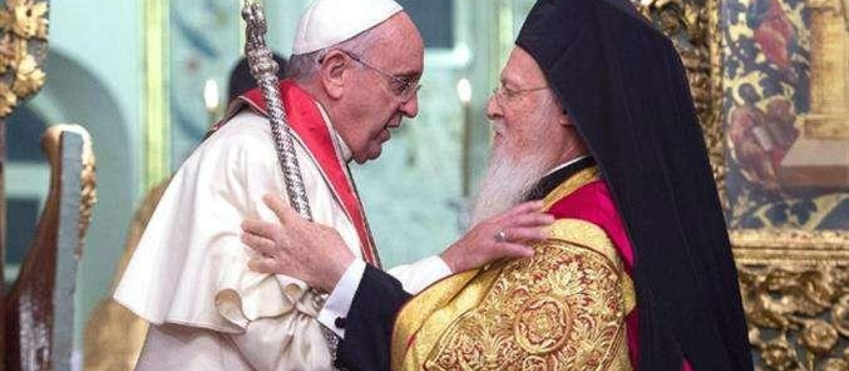 El Papa Francisco, junto al patriarca de Constantinopla