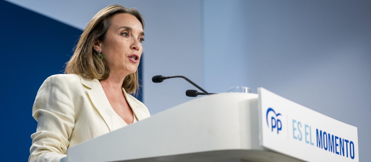 La secretaria general del Partido Popular, Cuca Gamarra, en Génova