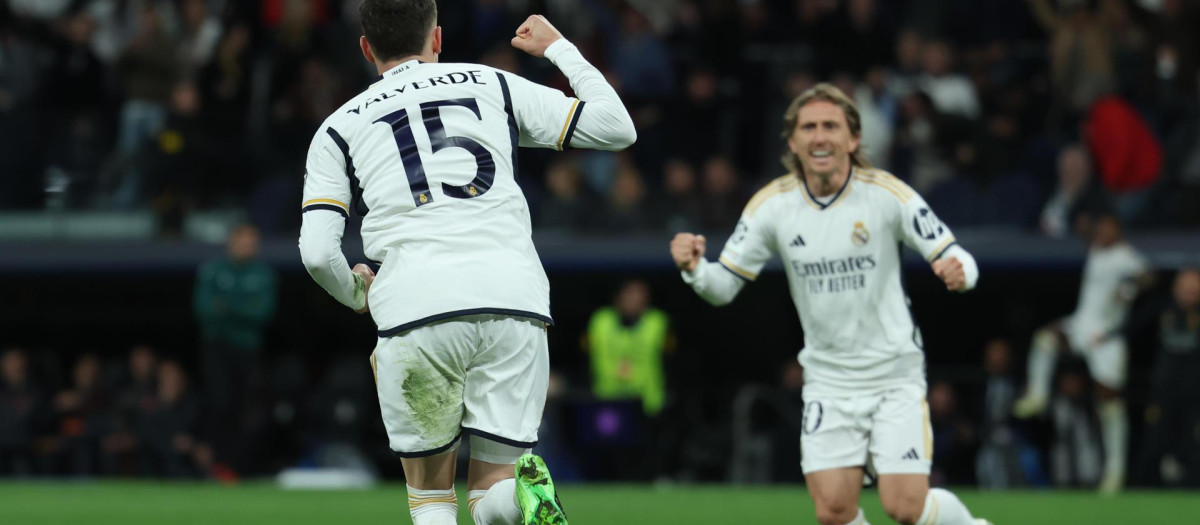Valverde celebra el gol de la igualada contra el Manchester City