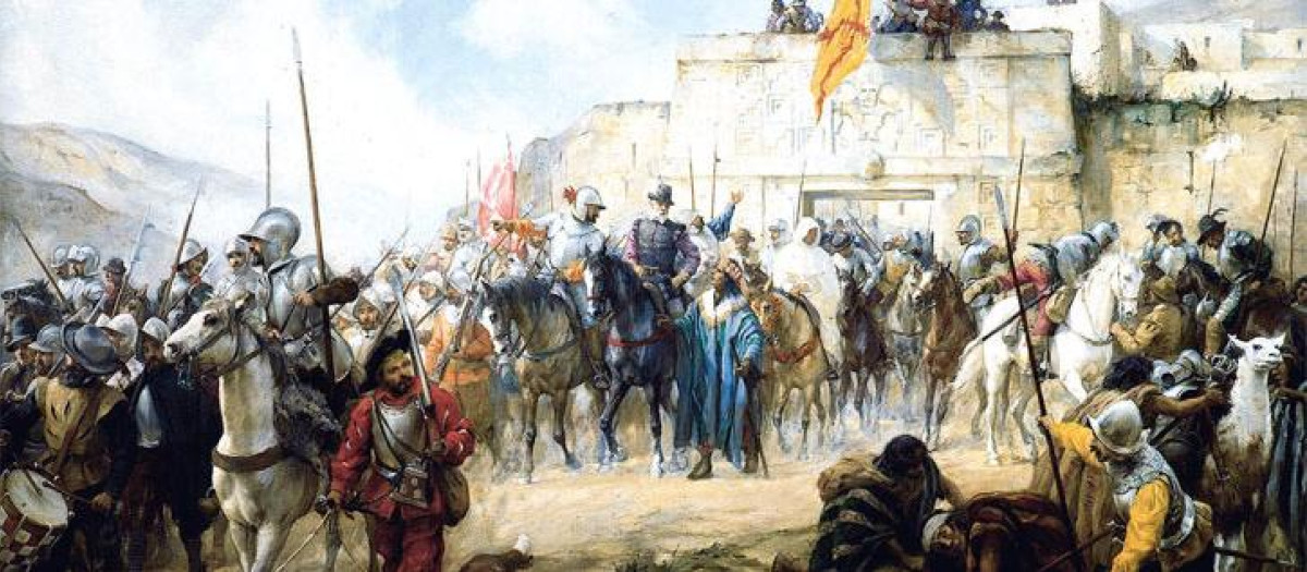 La expedición de Diego de Almagro saliendo del Cuzco (1907), óleo de fray Pedro Subercaseaux (1880-1956)