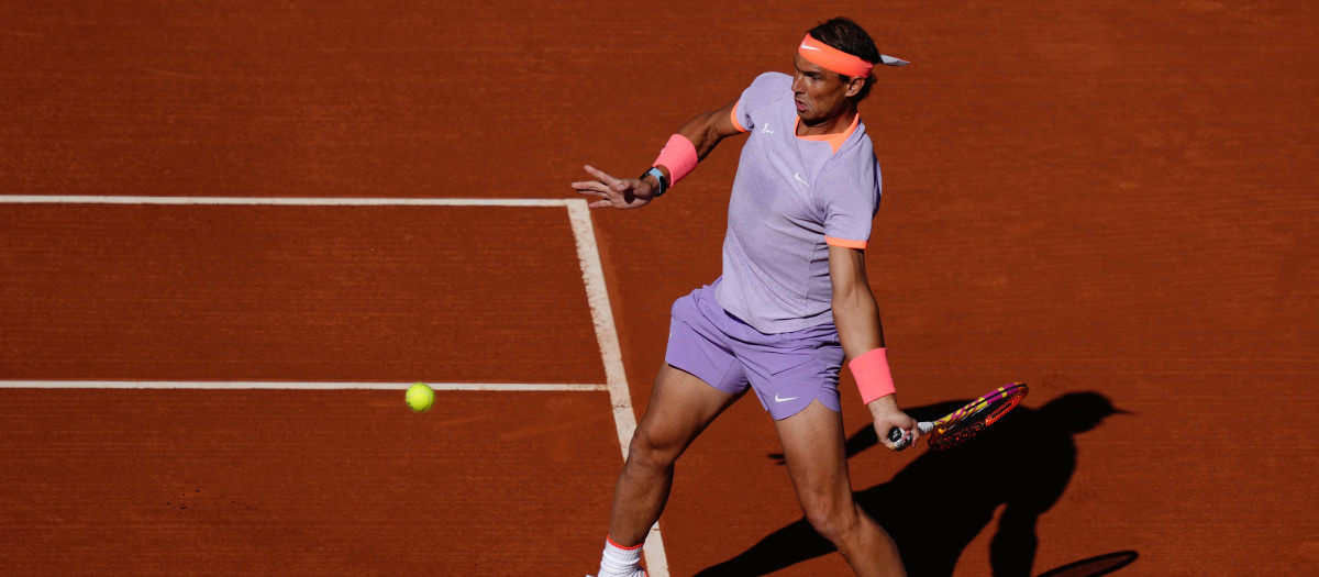 Nadal durante el encuentro ante Cobolli en el Godó