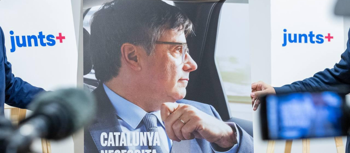 Uno de los carteles electorales de la campaña de Junts+ para el 12-M.