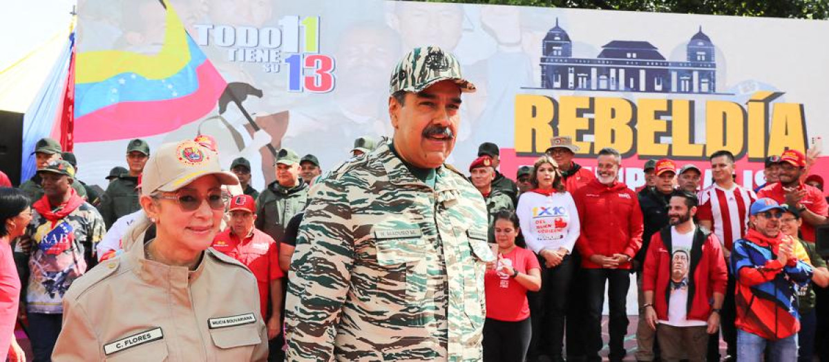 El mandatario venezolano, Nicolás Maduro y la primera dama Cilia Flores