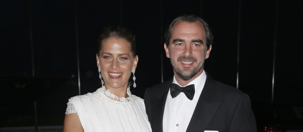 Prince Nikolai of Greece and wife Tatiana Blatnik during the 50th wedding anniversary of the Kings Constantino and Ana Maria of Greece in Athens Thursday, Sept. 18, 2014.