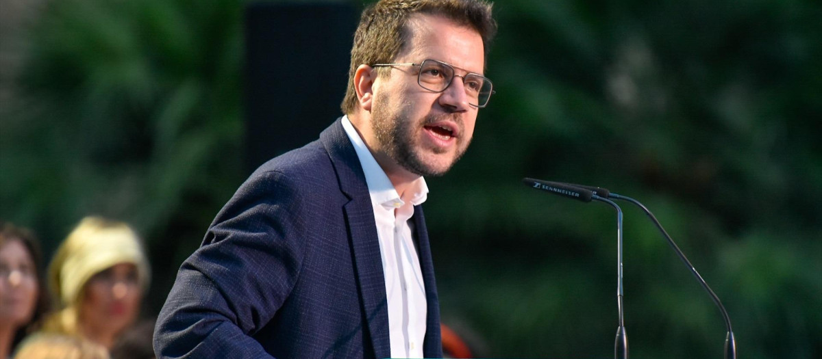 El president de la Generalitat de Catalunya, Pere Aragonès, durante el cierre de campaña de Euskal Herria Bildu