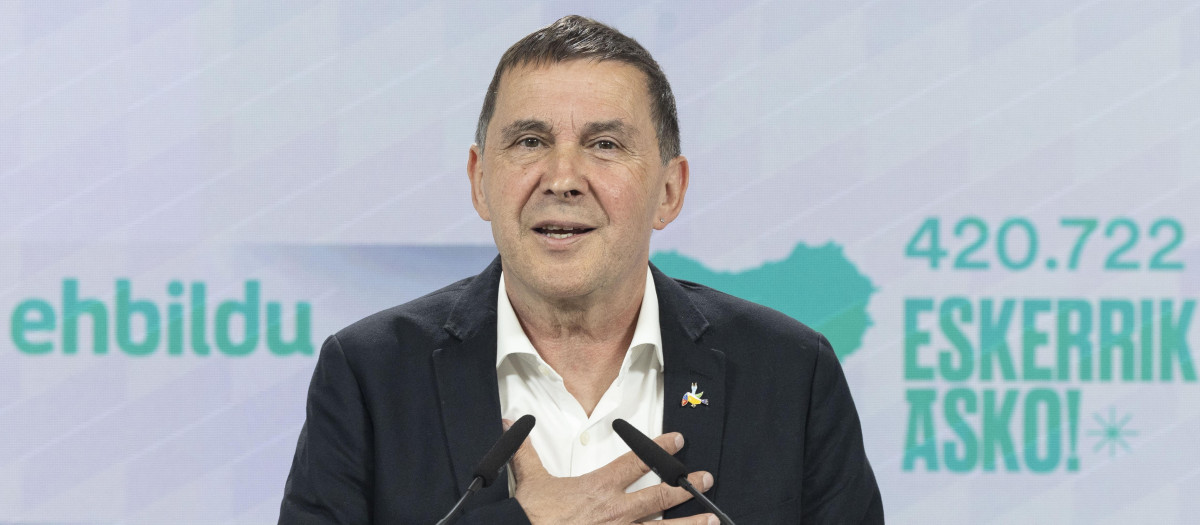 Arnaldo Otegi, este lunes tras la reunión de la cúpula de Bildu