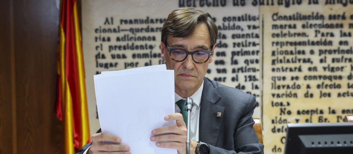 Salvador Illa, durante su comparecencia en el Senado