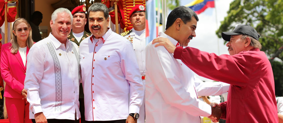 Nicolás Maduro recibe a Miguel Díaz Canel y a Daniel Ortega en Caracas