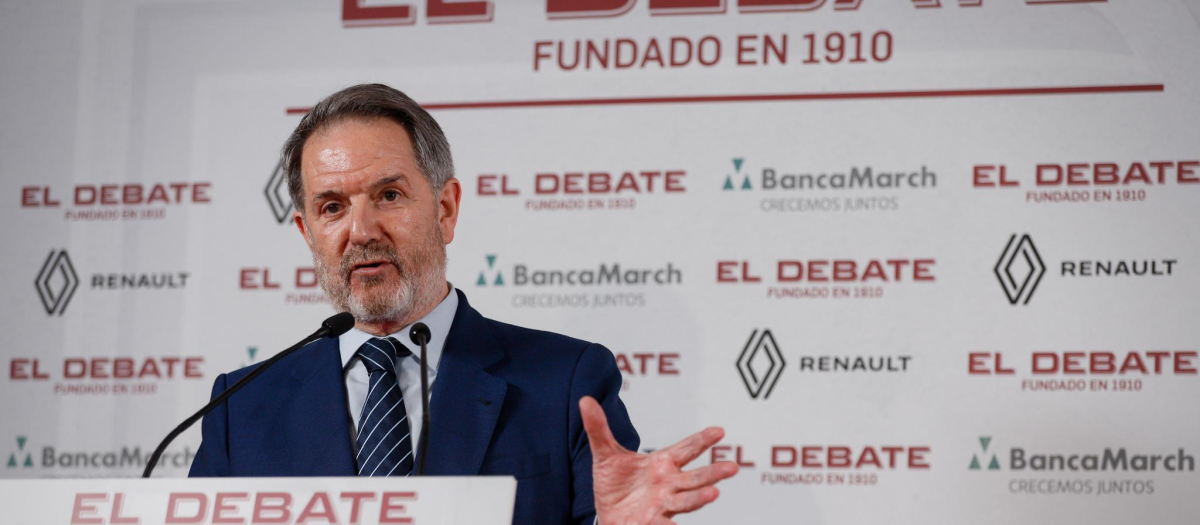 Bieito Rubido, director de El Debate, durante su discurso en la presentación de El Debate en Cataluña