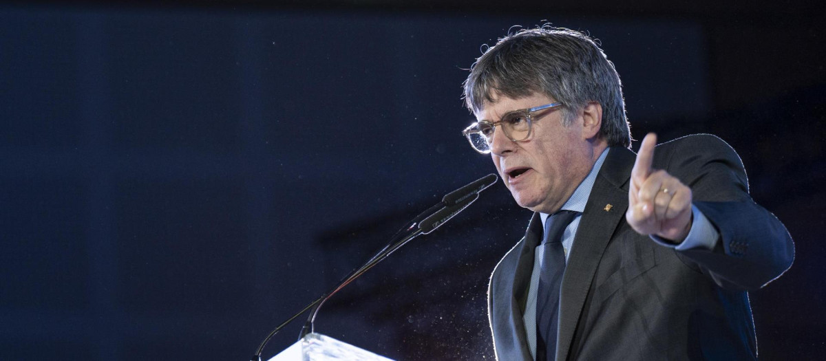 Carles Puigdemont, en un mitin en Argelers Sur Mer (Francia)