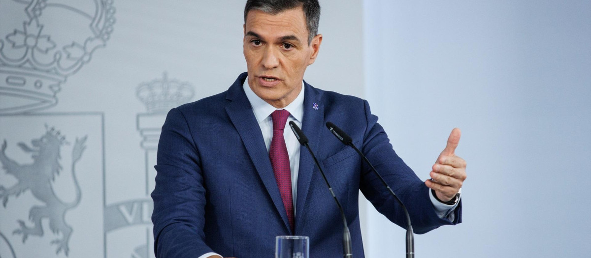 El presidente del Gobierno, Pedro Sánchez, en una rueda de prensa