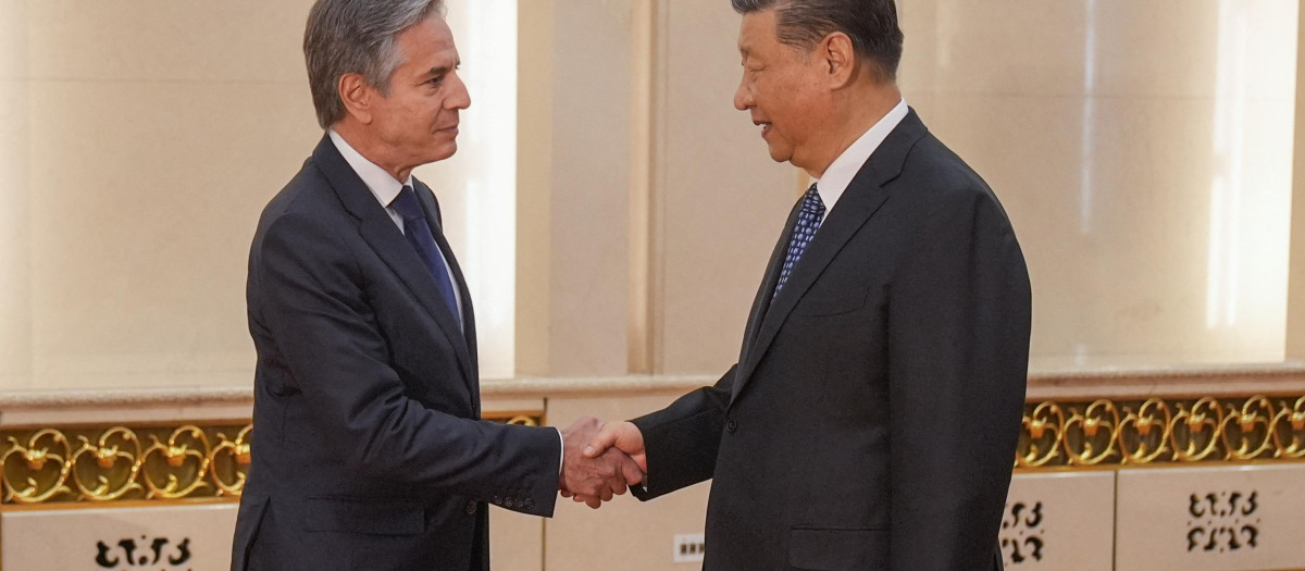 Antony Blinken y Xi Jinping en su encuentro el pasado 26 de abril en Pekín