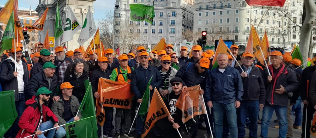 Manifestación de agricultores de La Unió en Madrid