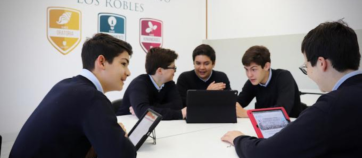 Alumnos del colegio Los Robles, en Asturias