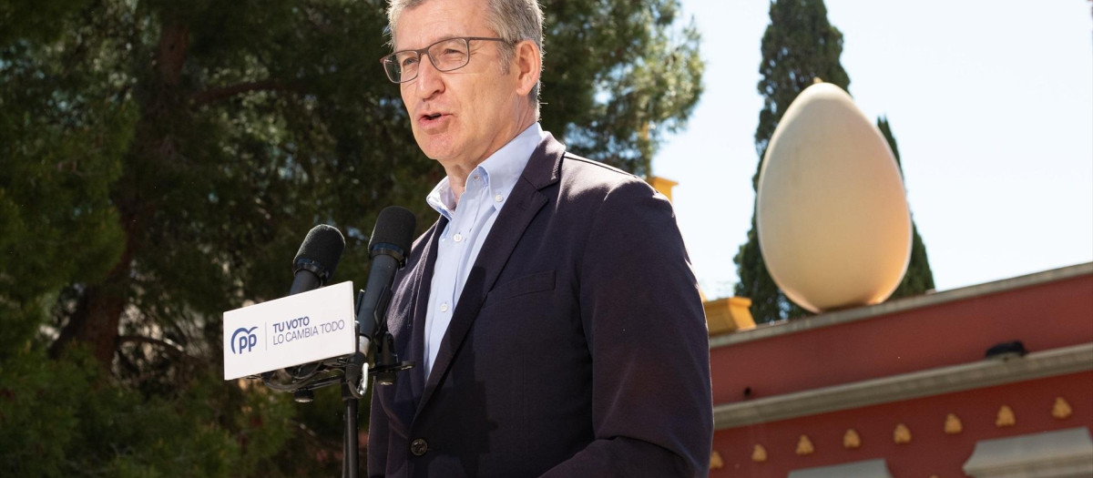 El líder del PP, Alberto Núñez Feijóo, en Figueres.