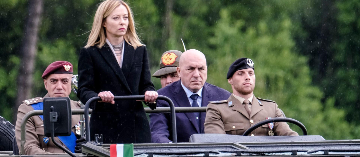 Giorgia Meloni, durante los actos de aniversario del Ejército italiano