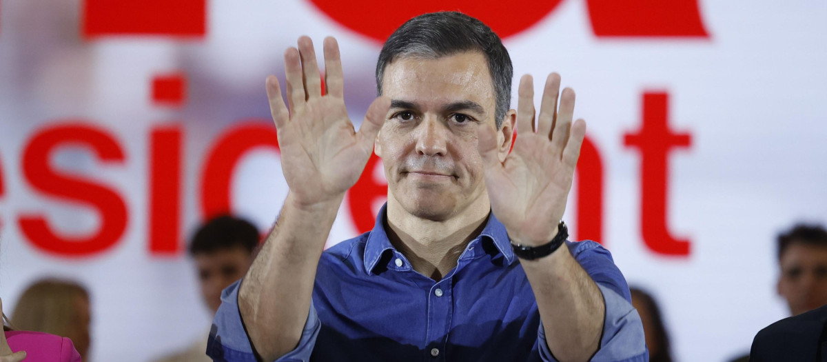 Pedro Sánchez durante un mitin el pasado 2 de mayo